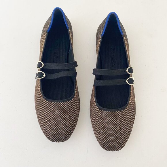 Rothy's Double Buckle Mary Jane Shoes Bronzite - Picture 1 of 9